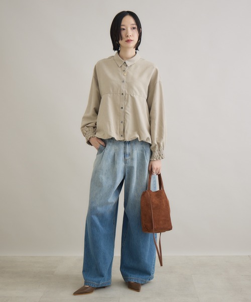 Paradise Picnic（パラダイスピクニック）の「裾バルーンシャツ（シャツ/ブラウス・レディース・ベージュ/レッド/チャコールグレー・FREE）」の4枚目の写真