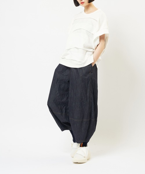 gomme（ゴム）の「フリルポケットデニムパンツ（デニムパンツ・レディース・ブラック/インディゴブルー・MEDIUM）」の6枚目の写真