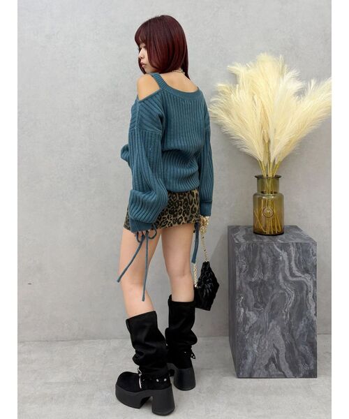 EVRIS(エヴリス)の「ワンショルダーニットワンピース(ワンピース・レディース・ブルー/ブラック・FREE)」の10枚目の写真