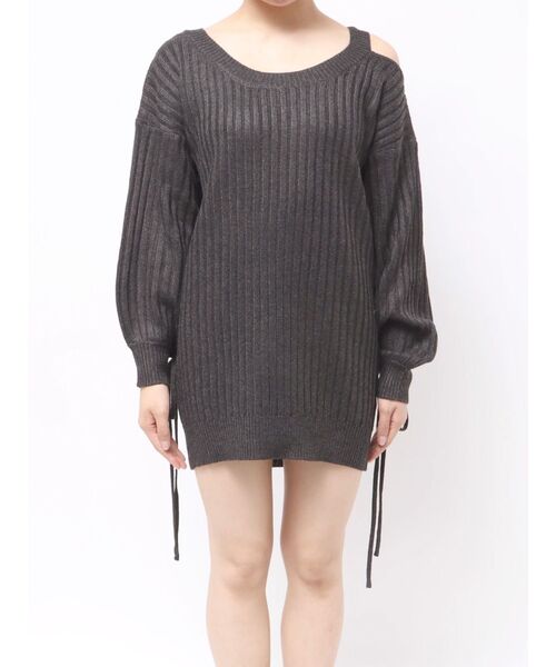 EVRIS(エヴリス)の「ワンショルダーニットワンピース(ワンピース・レディース・ブルー/ブラック・FREE)」の11枚目の写真