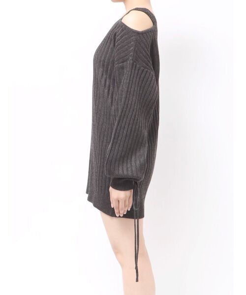 EVRIS(エヴリス)の「ワンショルダーニットワンピース(ワンピース・レディース・ブルー/ブラック・FREE)」の12枚目の写真
