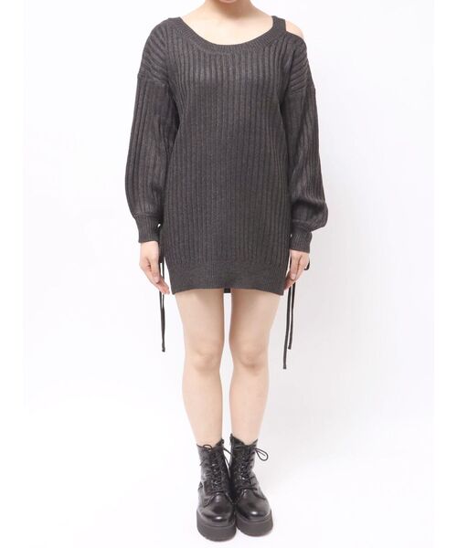 EVRIS(エヴリス)の「ワンショルダーニットワンピース(ワンピース・レディース・ブルー/ブラック・FREE)」の18枚目の写真