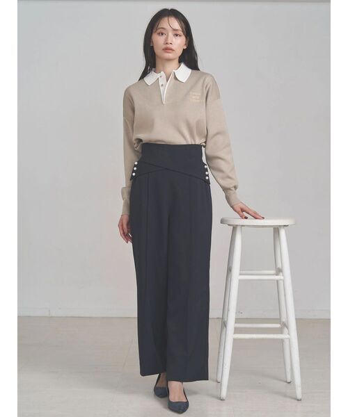 TONAL(トーナル)の「クロスパールワイドパンツ(その他パンツ・レディース・ベージュ/ネイビー/ブラウン・SMALL/MEDIUM)」の3枚目の写真