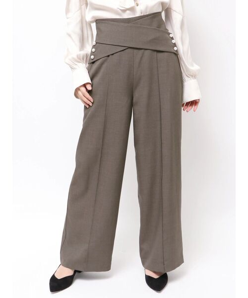 TONAL(トーナル)の「クロスパールワイドパンツ(その他パンツ・レディース・ベージュ/ネイビー/ブラウン・SMALL/MEDIUM)」の2枚目の写真