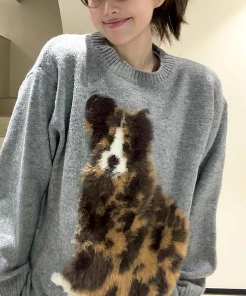 gossip!ロサンゼルス(ゴシップロサンゼルス)の「Y2K オールドグラフィック ジャガードニット(ニット/セーター・レディース・ベージュ/グレー・FREE)」の7枚目の写真