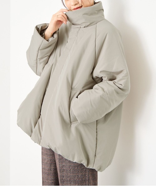 Idnesスタンドカラーコクーンシルエット中綿ジャケット（ダウン