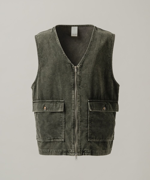 CASPER JOHN（キャスパージョン）の「Chemical wash narrow corduroy vest/ケミカルウォッシュナローコーデュロイベスト（ベスト・メンズ・カーキ/ブラック・LARGE/MEDIUM/SMALL/X-SMALL）」の19枚目の写真