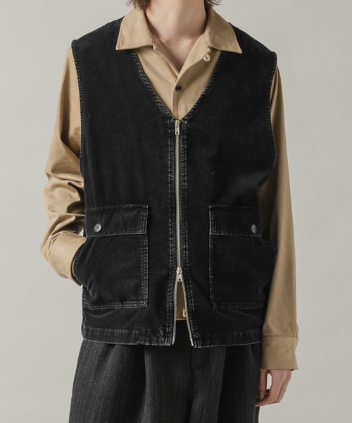 CASPER JOHN（キャスパージョン）の「Chemical wash narrow corduroy vest/ケミカルウォッシュナローコーデュロイベスト（ベスト・メンズ・カーキ/ブラック・LARGE/MEDIUM/SMALL/X-SMALL）」の15枚目の写真