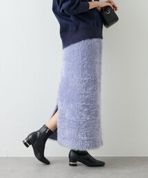 《セットアップ可》ソフトシャギーバックスリットナロースカート