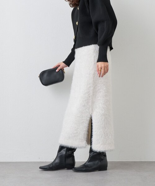 un dix cors（アンディコール）の「《セットアップ可》ソフトシャギーバックスリットナロースカート（スカート・レディース・ホワイト系その他/パープル/チャコールグレー・FREE）」の5枚目の写真