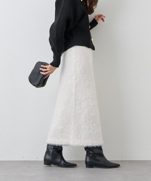 un dix cors（アンディコール）の「《セットアップ可》ソフトシャギーバックスリットナロースカート（スカート・レディース・ホワイト系その他/パープル/チャコールグレー・FREE）」の6枚目の写真