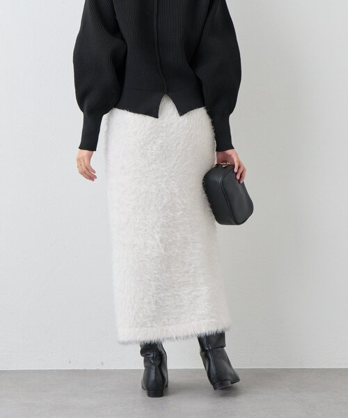 un dix cors（アンディコール）の「《セットアップ可》ソフトシャギーバックスリットナロースカート（スカート・レディース・ホワイト系その他/パープル/チャコールグレー・FREE）」の7枚目の写真