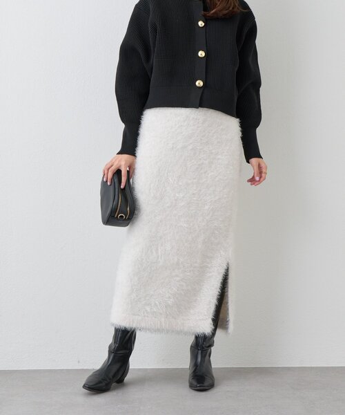 un dix cors（アンディコール）の「《セットアップ可》ソフトシャギーバックスリットナロースカート（スカート・レディース・ホワイト系その他/パープル/チャコールグレー・FREE）」の9枚目の写真