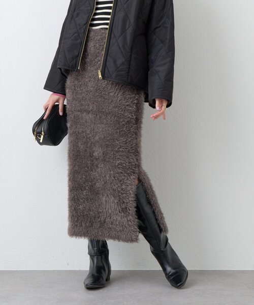 un dix cors（アンディコール）の「《セットアップ可》ソフトシャギーバックスリットナロースカート（スカート・レディース・ホワイト系その他/パープル/チャコールグレー・FREE）」の17枚目の写真