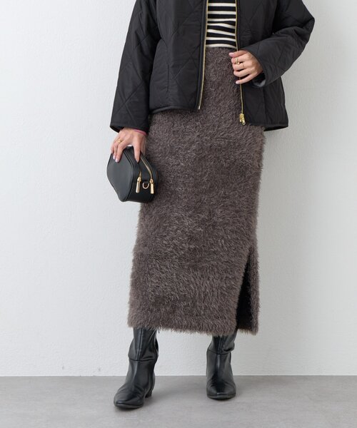 un dix cors（アンディコール）の「《セットアップ可》ソフトシャギーバックスリットナロースカート（スカート・レディース・ホワイト系その他/パープル/チャコールグレー・FREE）」の18枚目の写真