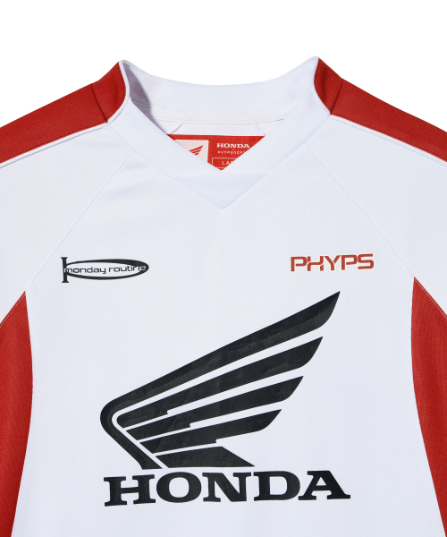 PHYPS MOTORCYCLE(フィップスモーターサイクル)の「Motorcycle Piping Jersey Red(Tシャツ/カットソー・レディース・その他・MEDIUM/LARGE/X-LARGE/SMALL/XX-LARGE)」の4枚目の写真