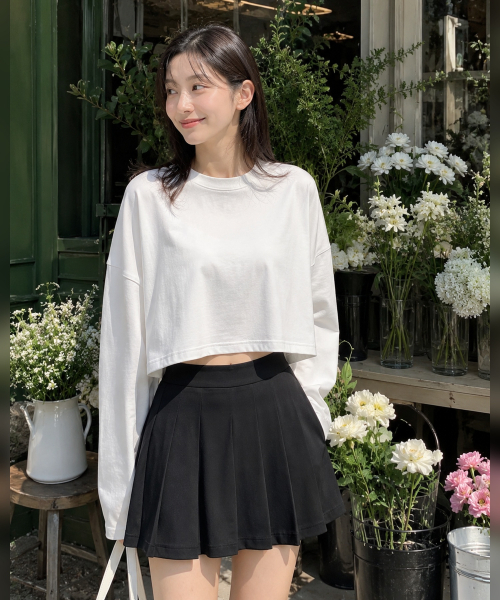KOLEAT（コレット）の「WOMENクロップオーバーフィット純正無地ロングファルティロングスリーブ[ホワイト]（Tシャツ/カットソー・レディース・ホワイト・FREE）」の10枚目の写真