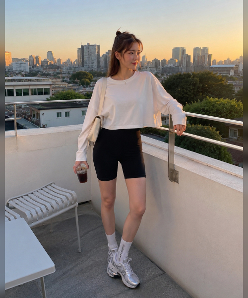 KOLEAT（コレット）の「WOMENクロップオーバーフィット純正無地ロングファルティロングスリーブ[ホワイト]（Tシャツ/カットソー・レディース・ホワイト・FREE）」の5枚目の写真