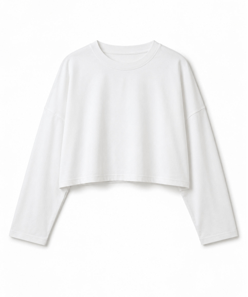 KOLEAT（コレット）の「WOMENクロップオーバーフィット純正無地ロングファルティロングスリーブ[ホワイト]（Tシャツ/カットソー・レディース・ホワイト・FREE）」の6枚目の写真