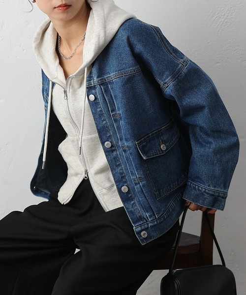 COLONY 2139(コロニートゥーワンスリーナイン)の「12.5OZノーカラーデニムジャケット(デニムジャケット・レディース・ブルー/ブラック/サックスブルー・FREE)」の3枚目の写真