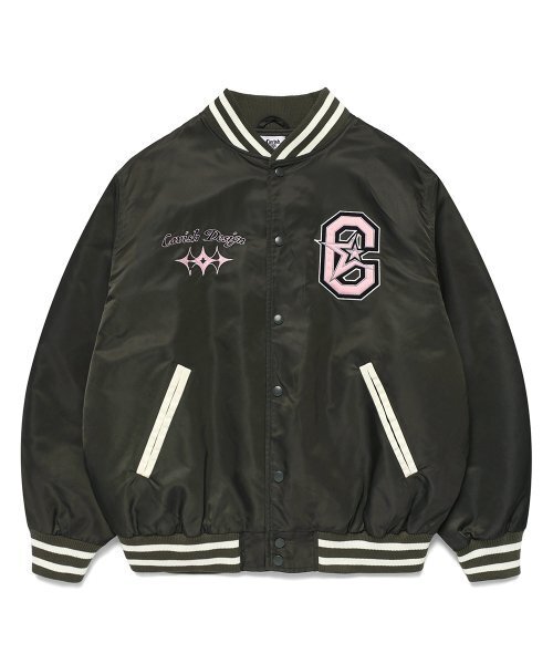 Cavish(カビシ)の「CVS BASEBALL JACKET CHARCOAL(CV2ESUJ240A)(スタジャン・レディース・チャコール・LARGE/MEDIUM)」の2枚目の写真