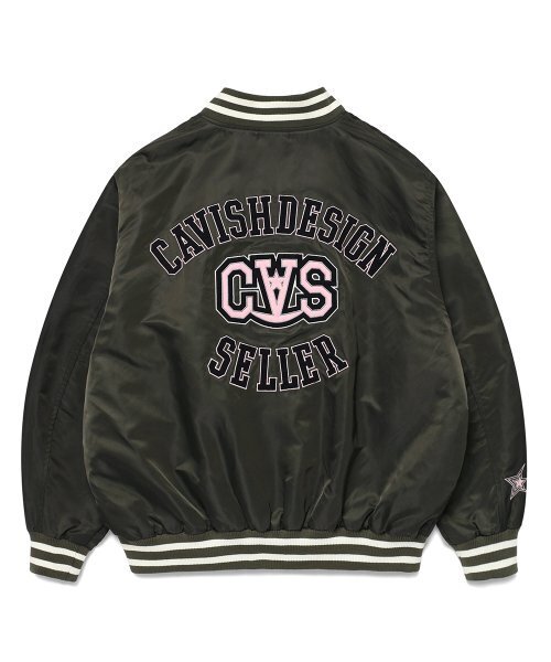 Cavish(カビシ)の「CVS BASEBALL JACKET CHARCOAL(CV2ESUJ240A)(スタジャン・レディース・チャコール・LARGE/MEDIUM)」の3枚目の写真