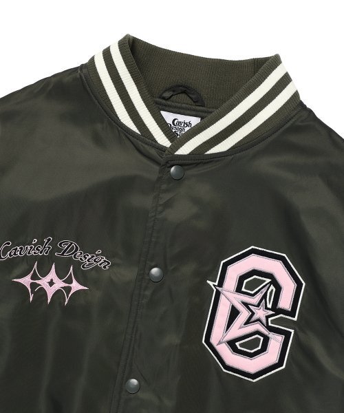 Cavish(カビシ)の「CVS BASEBALL JACKET CHARCOAL(CV2ESUJ240A)(スタジャン・レディース・チャコール・LARGE/MEDIUM)」の4枚目の写真