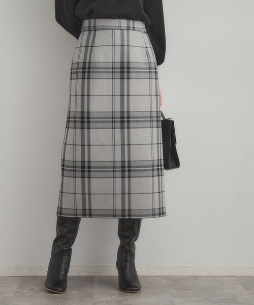 couture brooch（クチュールブローチ）の「【洗える/微起毛】Iライン チェックスカート（スカート・レディース・ダークブラウン系1/チャコールグレー/ライトグレー系1・42/40/38/36）」の7枚目の写真