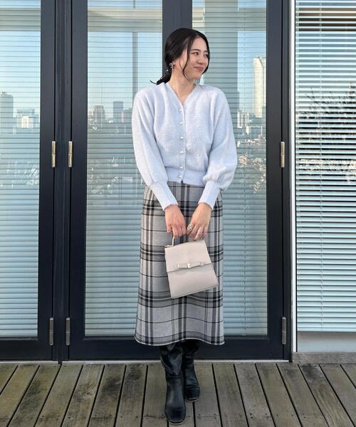 couture brooch（クチュールブローチ）の「【洗える/微起毛】Iライン チェックスカート（スカート・レディース・ダークブラウン系1/チャコールグレー/ライトグレー系1・42/40/38/36）」の11枚目の写真