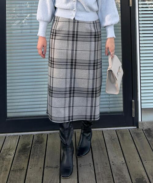 couture brooch（クチュールブローチ）の「【洗える/微起毛】Iライン チェックスカート（スカート・レディース・ダークブラウン系1/チャコールグレー/ライトグレー系1・42/40/38/36）」の13枚目の写真