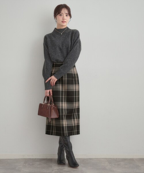couture brooch（クチュールブローチ）の「【洗える/微起毛】Iライン チェックスカート（スカート・レディース・ダークブラウン系1/チャコールグレー/ライトグレー系1・42/40/38/36）」の14枚目の写真