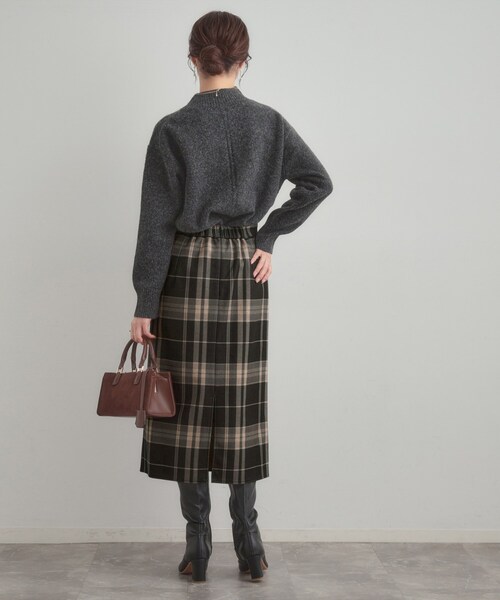 couture brooch（クチュールブローチ）の「【洗える/微起毛】Iライン チェックスカート（スカート・レディース・ダークブラウン系1/チャコールグレー/ライトグレー系1・42/40/38/36）」の16枚目の写真