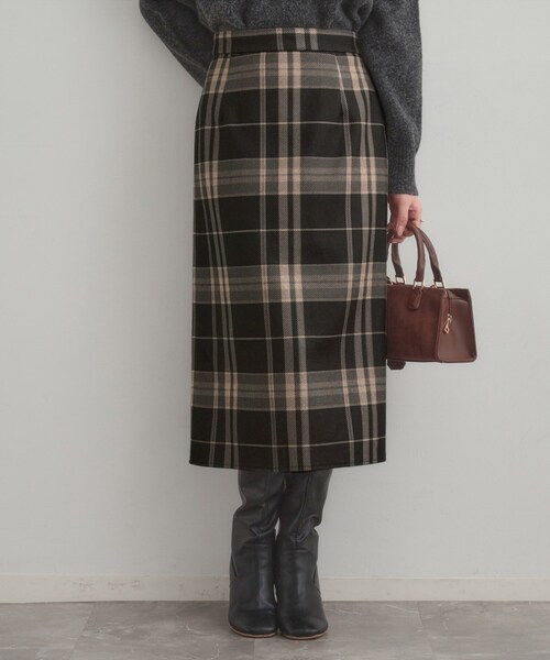 couture brooch（クチュールブローチ）の「【洗える/微起毛】Iライン チェックスカート（スカート・レディース・ダークブラウン系1/チャコールグレー/ライトグレー系1・42/40/38/36）」の17枚目の写真