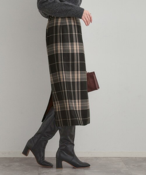 couture brooch（クチュールブローチ）の「【洗える/微起毛】Iライン チェックスカート（スカート・レディース・ダークブラウン系1/チャコールグレー/ライトグレー系1・42/40/38/36）」の18枚目の写真
