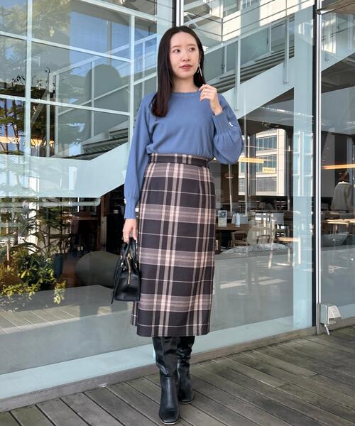 couture brooch（クチュールブローチ）の「【洗える/微起毛】Iライン チェックスカート（スカート・レディース・ダークブラウン系1/チャコールグレー/ライトグレー系1・42/40/38/36）」の20枚目の写真