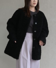 31 Sons de mode | ノーカラーボアコート(ノーカラージャケット)