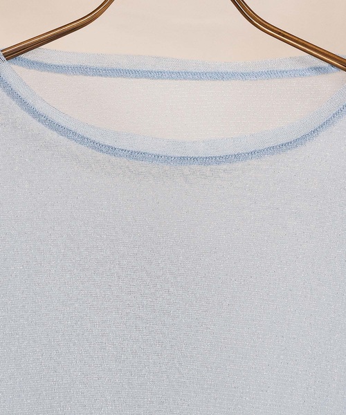 en CAnAF(エンカナフ)の「【ほんのりラメでさりげなく輝く】ラメシアークルーネックプルオーバー(Tシャツ/カットソー・レディース・ピンク/チャコールグレー/オフホワイト/サックスブルー・フリー)」の13枚目の写真