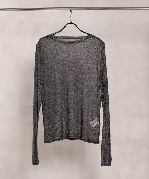 en CAnAF(エンカナフ)の「【ほんのりラメでさりげなく輝く】ラメシアークルーネックプルオーバー(Tシャツ/カットソー・レディース・ピンク/チャコールグレー/オフホワイト/サックスブルー・フリー)」の20枚目の写真