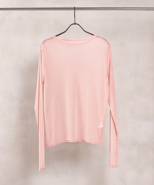 en CAnAF(エンカナフ)の「【ほんのりラメでさりげなく輝く】ラメシアークルーネックプルオーバー(Tシャツ/カットソー・レディース・ピンク/チャコールグレー/オフホワイト/サックスブルー・フリー)」の22枚目の写真