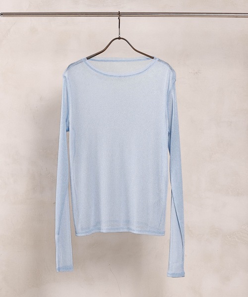 en CAnAF(エンカナフ)の「【ほんのりラメでさりげなく輝く】ラメシアークルーネックプルオーバー(Tシャツ/カットソー・レディース・ピンク/チャコールグレー/オフホワイト/サックスブルー・フリー)」の21枚目の写真