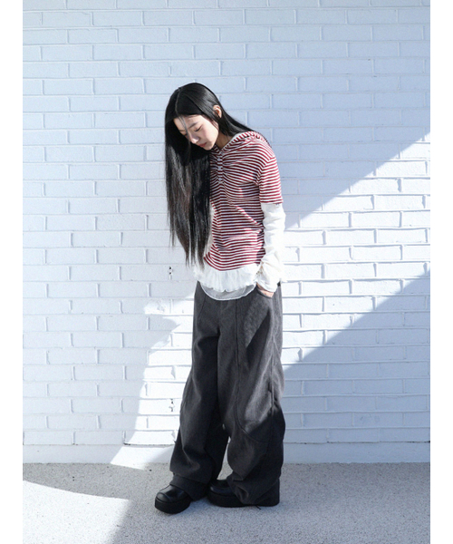 UGLY SHADOW(アグリーシャドウ)の「レースコーデュロイパンツ(チャコール)(その他パンツ・レディース・その他・SMALL/MEDIUM)」の1枚目の写真