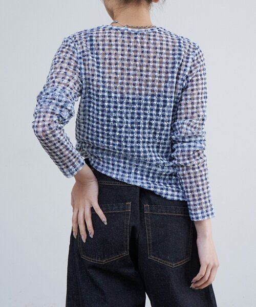 Lui's(ルイス)の「レースチェックプリントトップス(Tシャツ/カットソー・レディース・ブラック/ネイビー・FREE)」の22枚目の写真