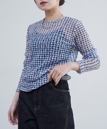 Lui's | レースチェックプリントトップス(Tシャツ/カットソー)