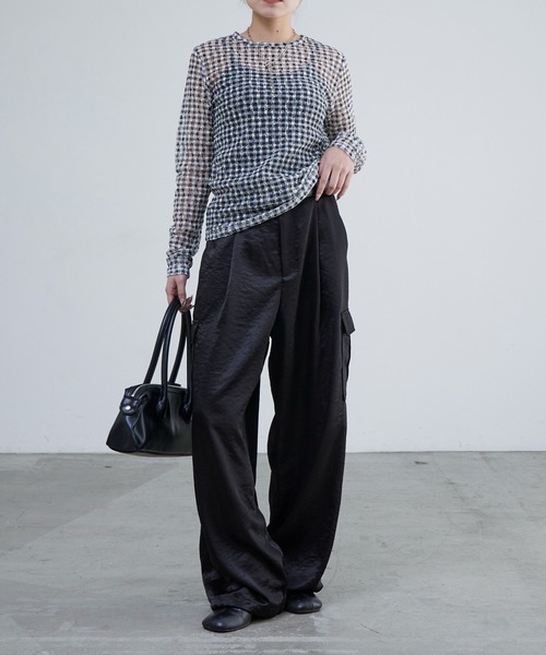 Lui's(ルイス)の「レースチェックプリントトップス(Tシャツ/カットソー・レディース・ブラック/ネイビー・FREE)」の12枚目の写真