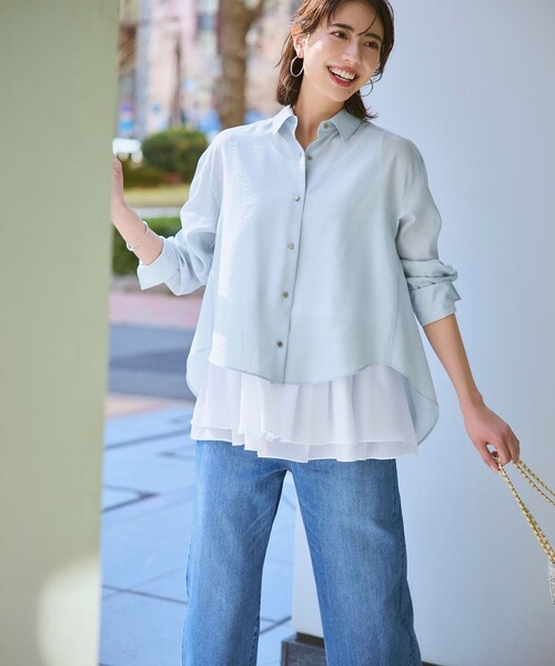 23区 S(ニジュウサンクチイサイサイズ)の「ナチュラルコットンベア シアーペプラム タンクトップ(タンクトップ・レディース・ブラック系/ホワイト系・32)」の7枚目の写真
