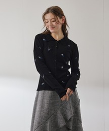 QUEENS COURT | フラワーシシュウニットプルオーバー≪手洗い可能≫(ニット/セーター)