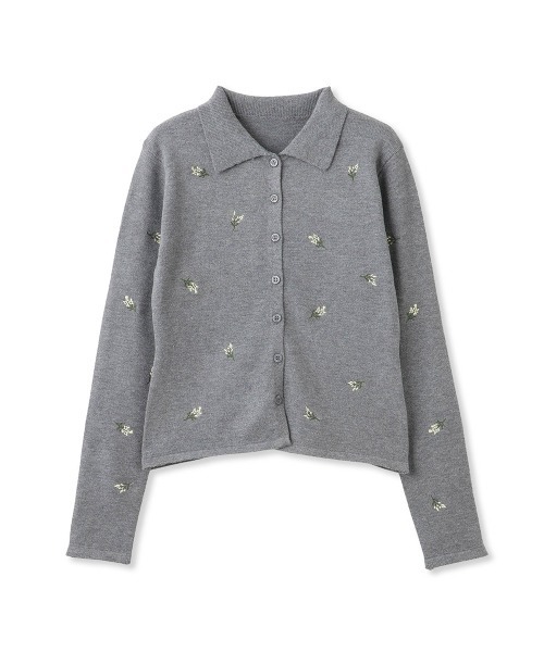 QUEENS COURT（クイーンズコート）の「フラワーシシュウニットプルオーバー≪手洗い可能≫（ニット/セーター・レディース・アイボリー/ブラック/ダークグレー・M）」の4枚目の写真