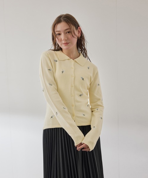 QUEENS COURT（クイーンズコート）の「フラワーシシュウニットプルオーバー≪手洗い可能≫（ニット/セーター・レディース・アイボリー/ブラック/ダークグレー・M）」の18枚目の写真