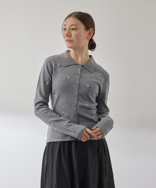 QUEENS COURT（クイーンズコート）の「フラワーシシュウニットプルオーバー≪手洗い可能≫（ニット/セーター・レディース・アイボリー/ブラック/ダークグレー・M）」の10枚目の写真