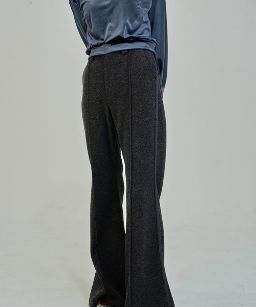 Nora Lily elle（ノラリリーエル）の「【Nora Lily】「elle」Lib Knit Line Bell Bottom（スウェットパンツ・レディース・ブラウン/ブラック・FREE）」の7枚目の写真